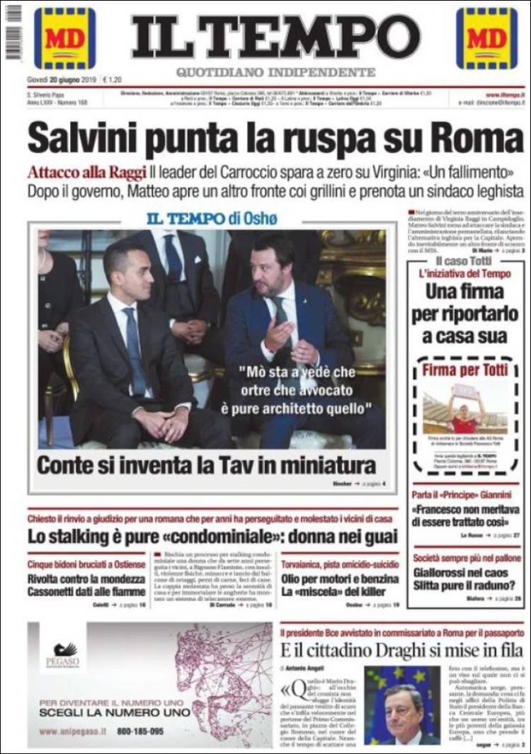 Portada de Il Tempo (Italia)