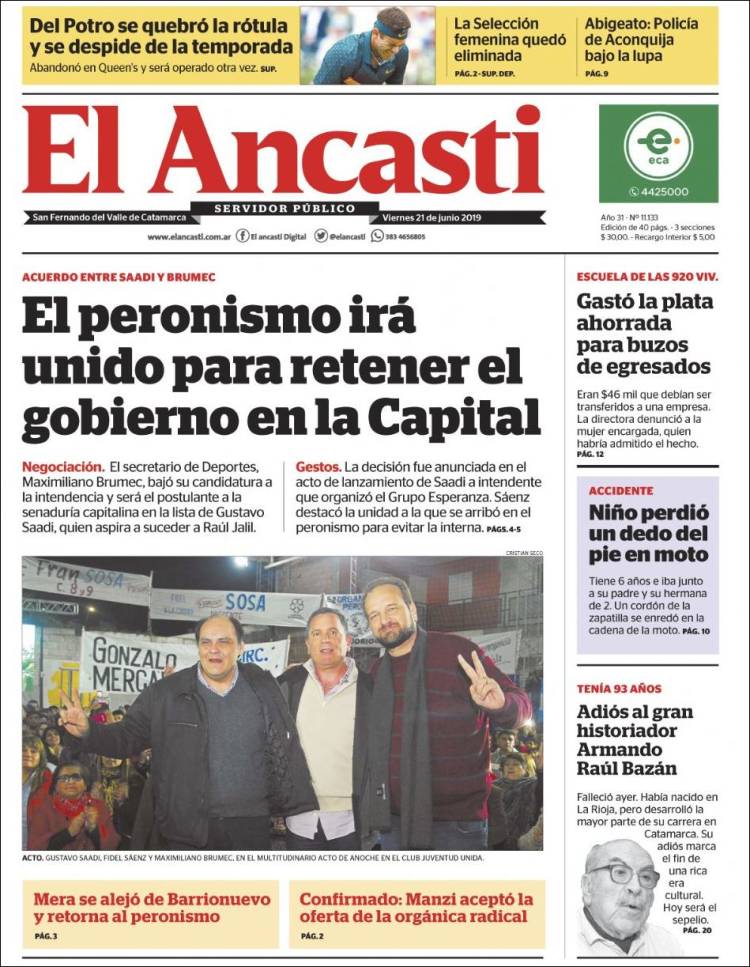 Portada de El Ancasti (Argentina)