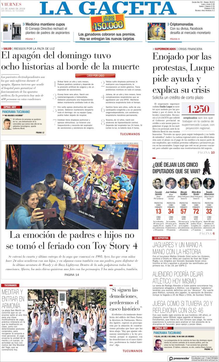 Portada de La Gaceta (Argentina)