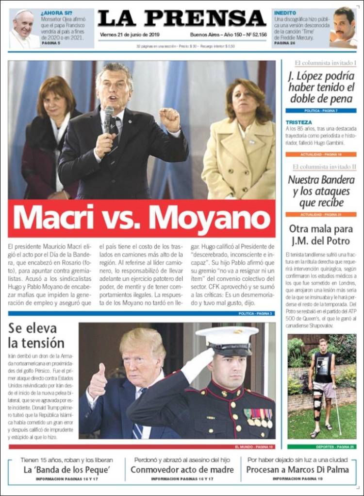 Portada de La Prensa (Argentina)