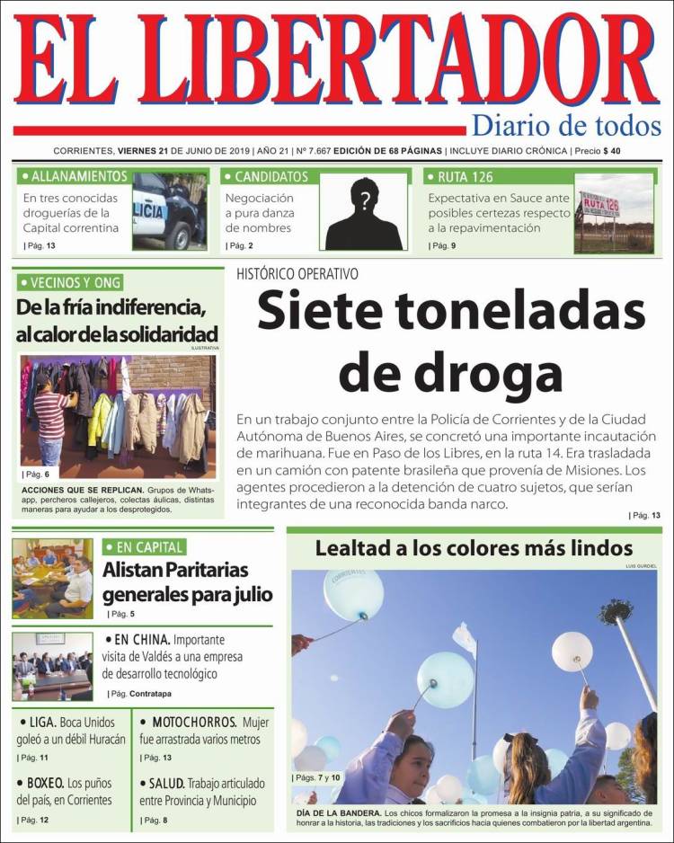 Portada de Diario El Libertador (Argentina)