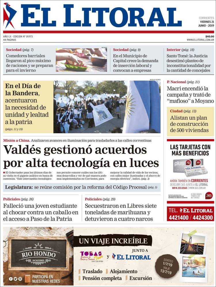 Portada de El Litoral Corrientes (Argentina)