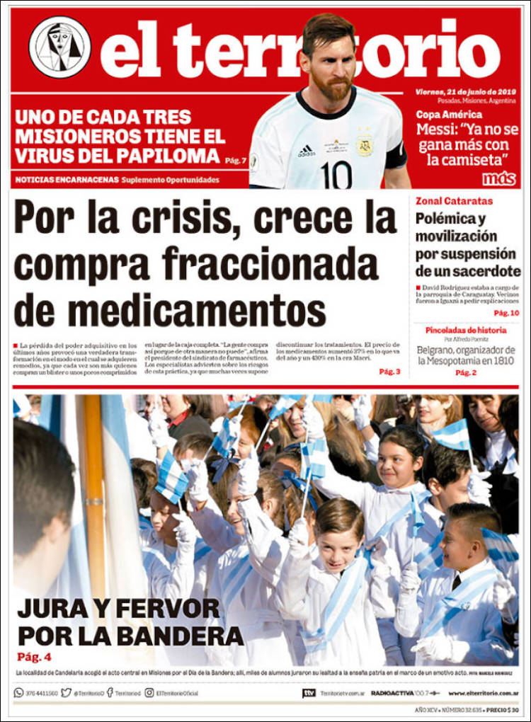 Portada de El Territorio (Argentina)