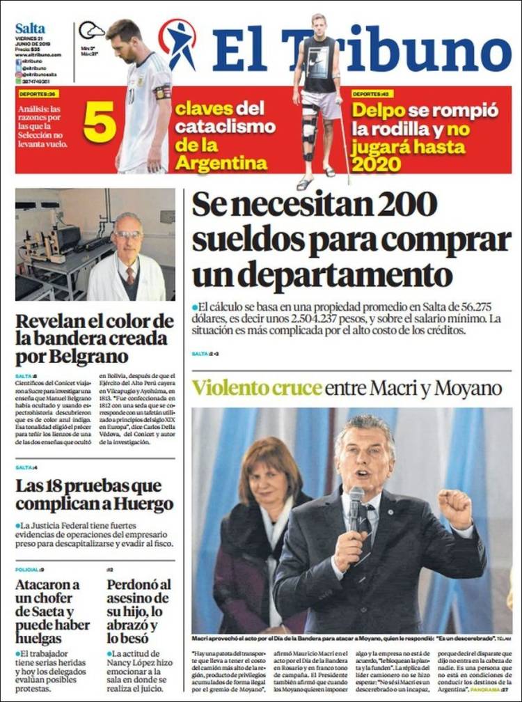 Portada de El Tribuno - Salta (Argentina)