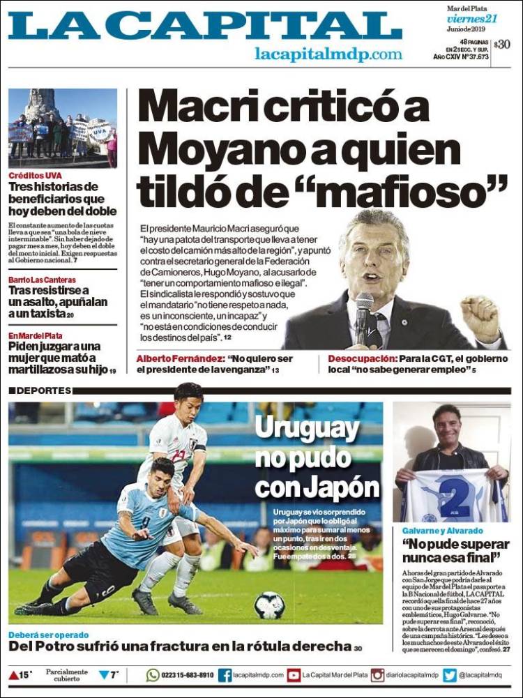 Portada de Diario La Capital - Mar del Plata (Argentina)