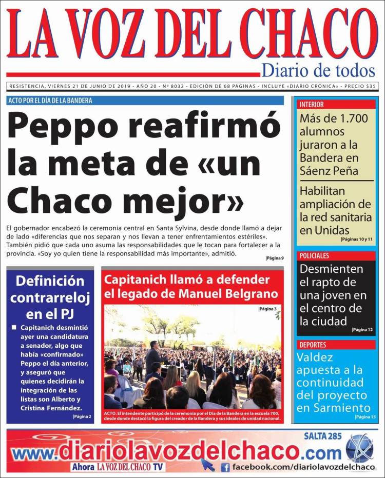 Portada de La Voz del Chaco (Argentina)