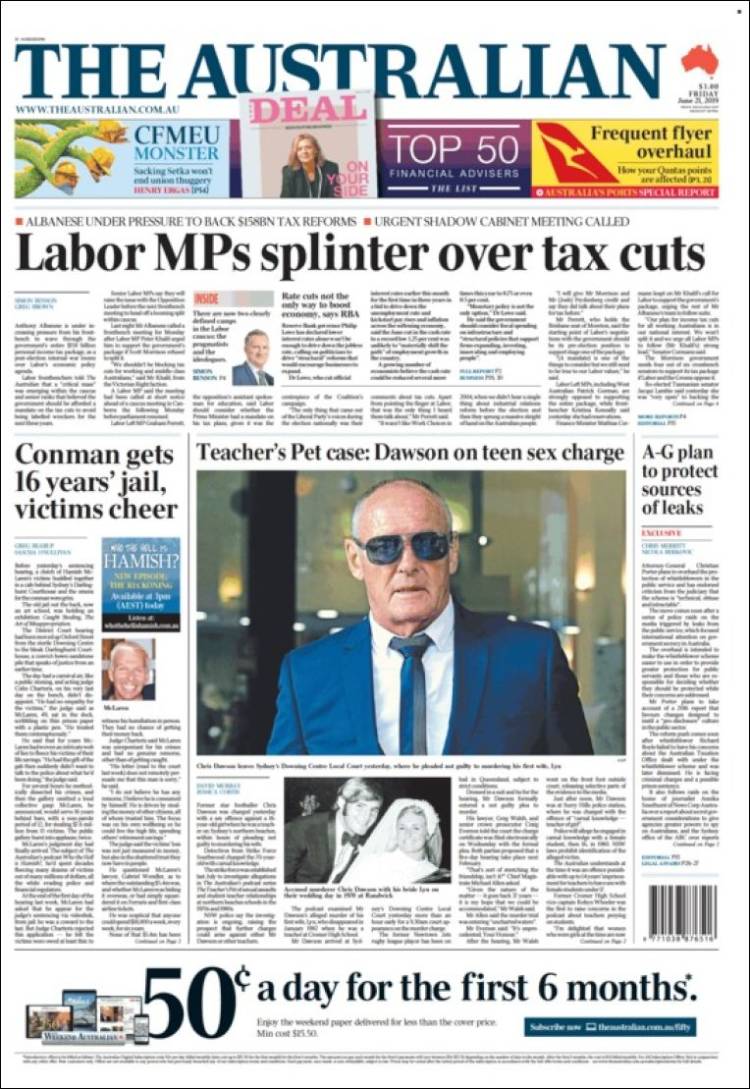 Portada de The Australian (Australia)