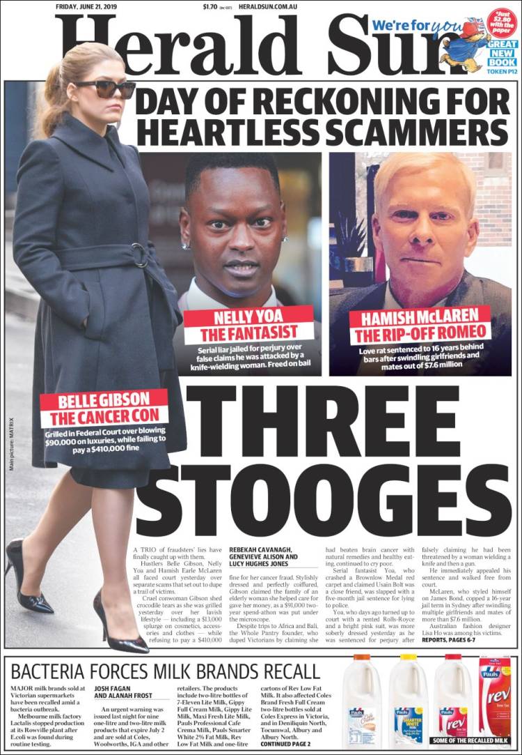 Portada de Herald Sun (Australia)