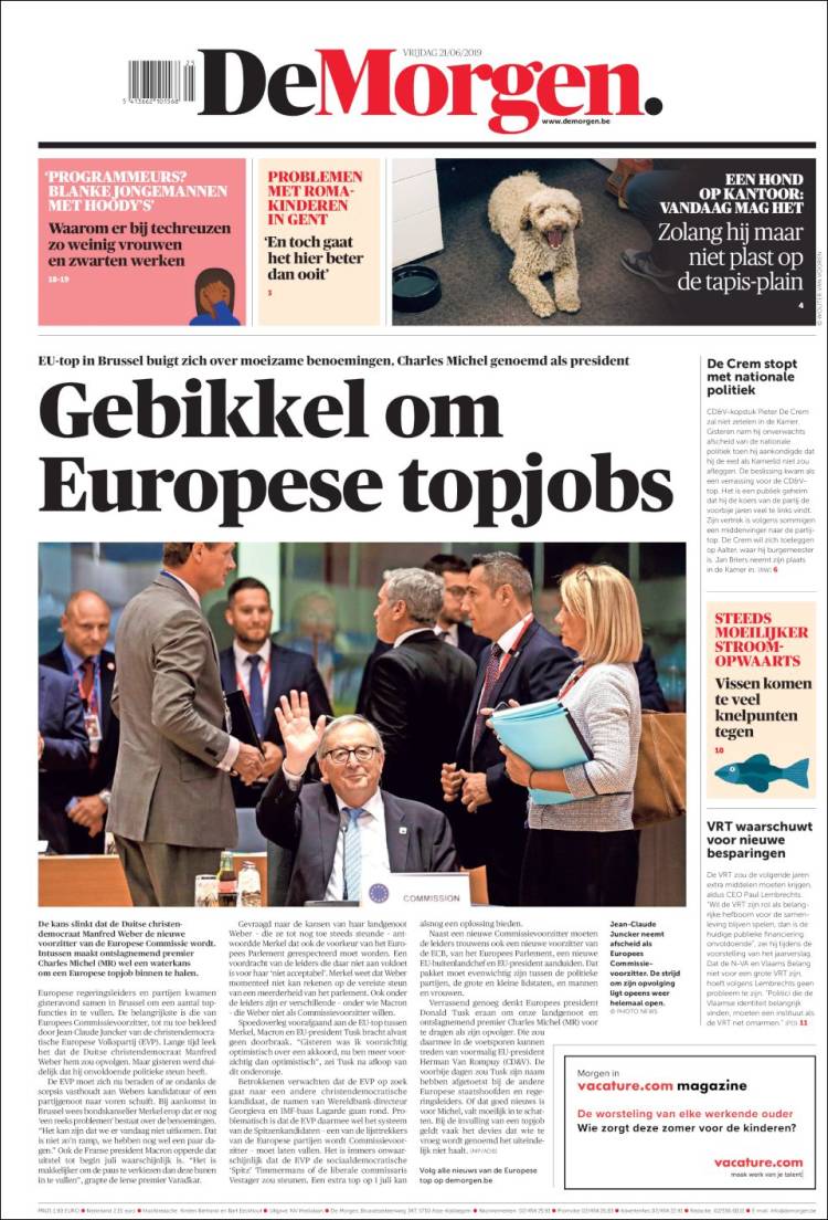 Portada de De Morgen (Belgium)