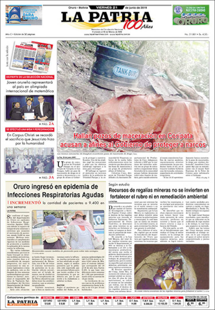 Portada de La Patria (Bolivia)
