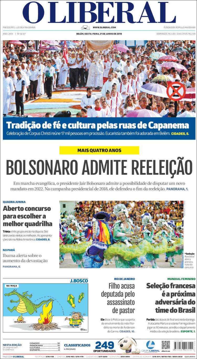 Portada de O Liberal (Brasil)