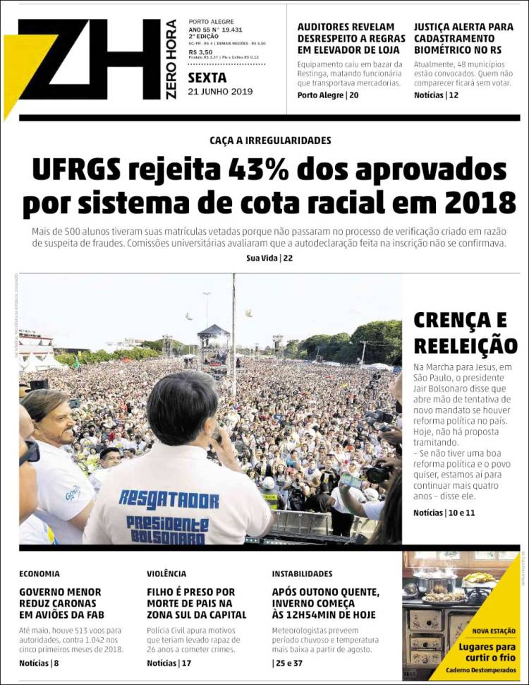 Portada de Zero Hora (Brasil)