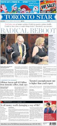 Portada de The Toronto Star (Canada)