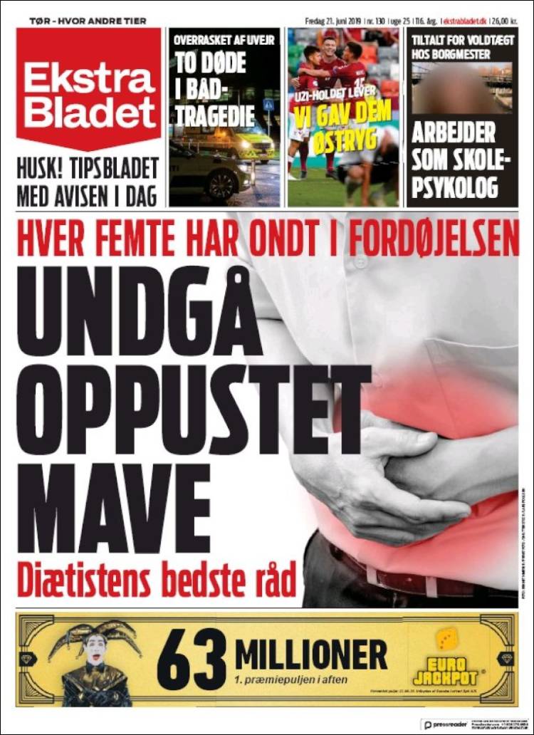 Portada de Ekstra Bladet (Dinamarca)