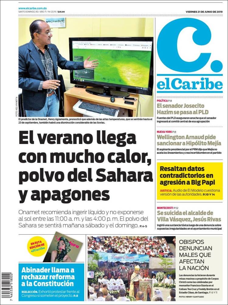 Portada de El Caribe (R. Dominicana)