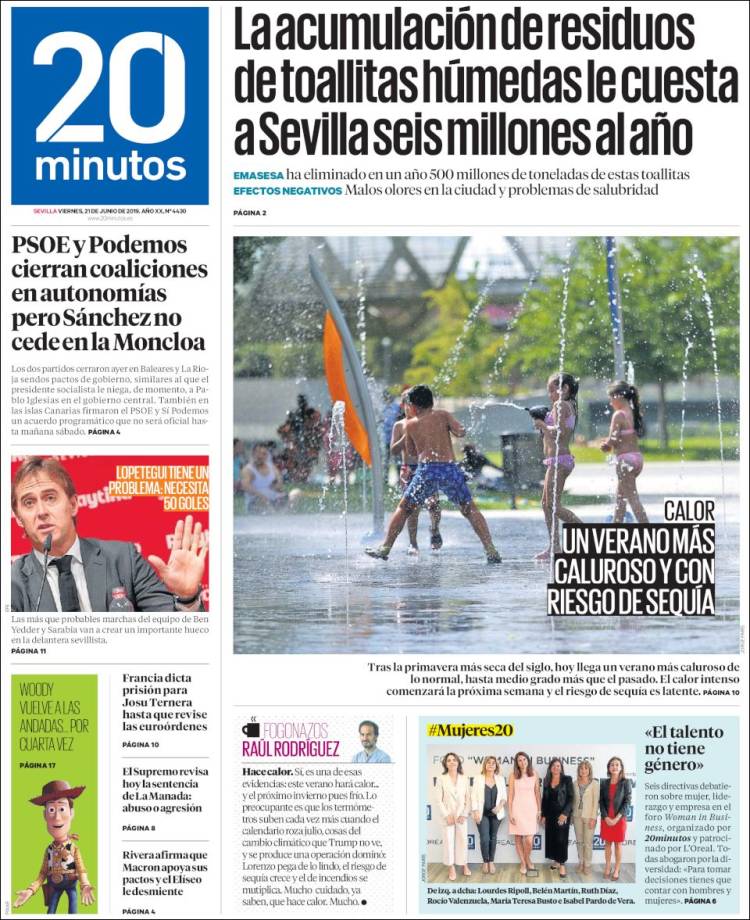 Portada de 20 Minutos - Sevilla (España)