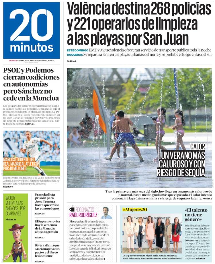 Portada de 20 Minutos - Valencia (España)