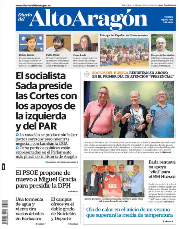 Portada de Diario del AltoAragón (España)