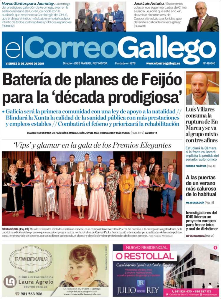 Portada de El Correo Gallego (España)