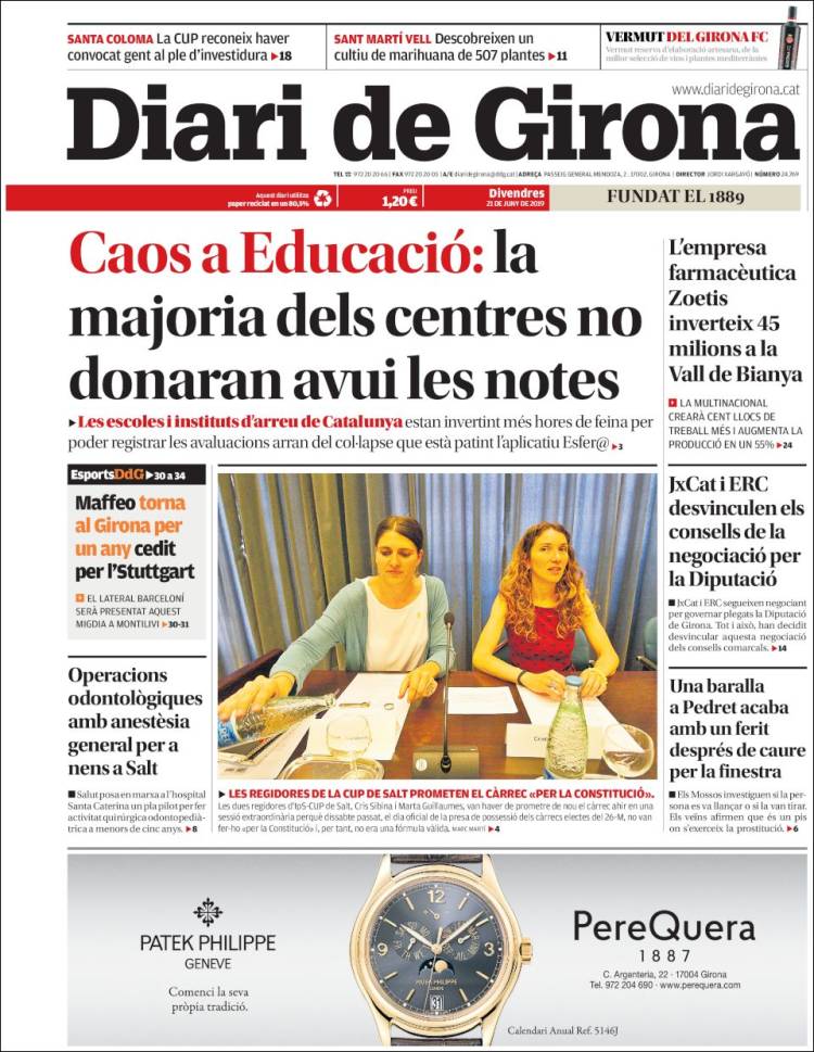 Portada de Diari de Girona (España)