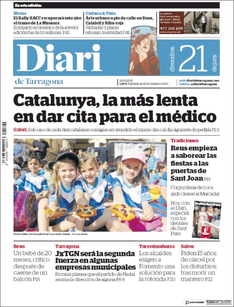 Portada de Diari de Tarragona (España)