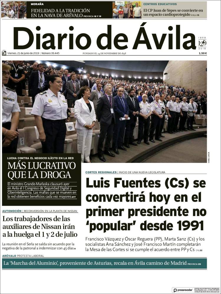 Portada de Diario de Ávila (España)