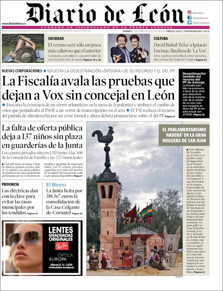 Portada de Diario de León (España)