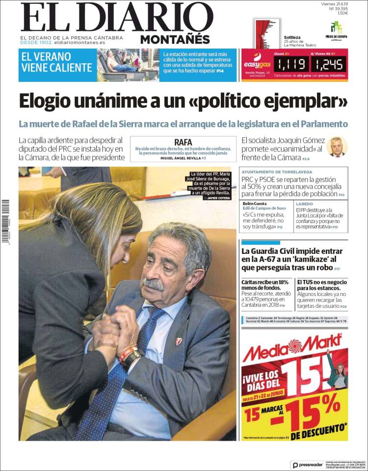 Portada de El Diario Montañés (España)