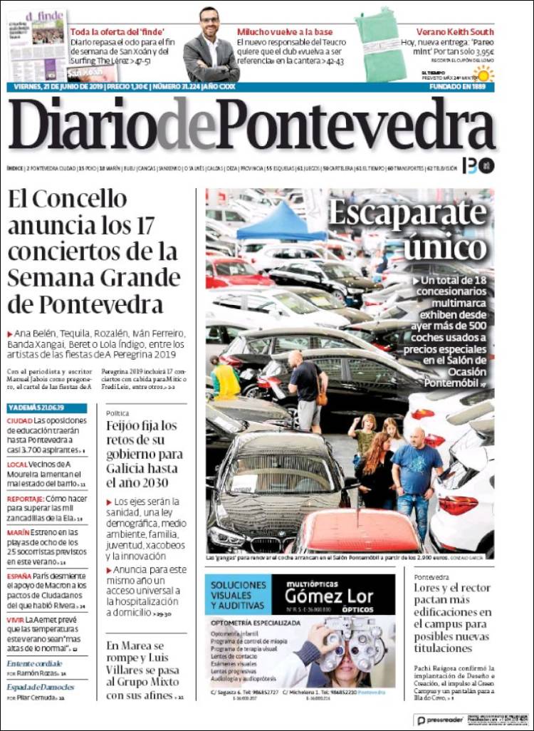 Portada de Diario de Pontevedra (España)