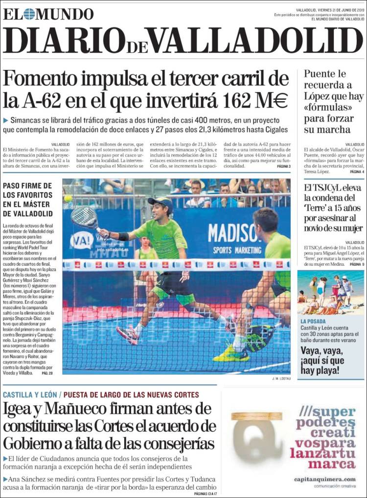 Portada de Diario de Valladolid (España)