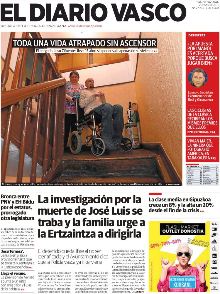 Portada de Diario Vasco (España)