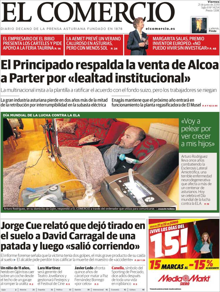 Portada de El Comercio (España)