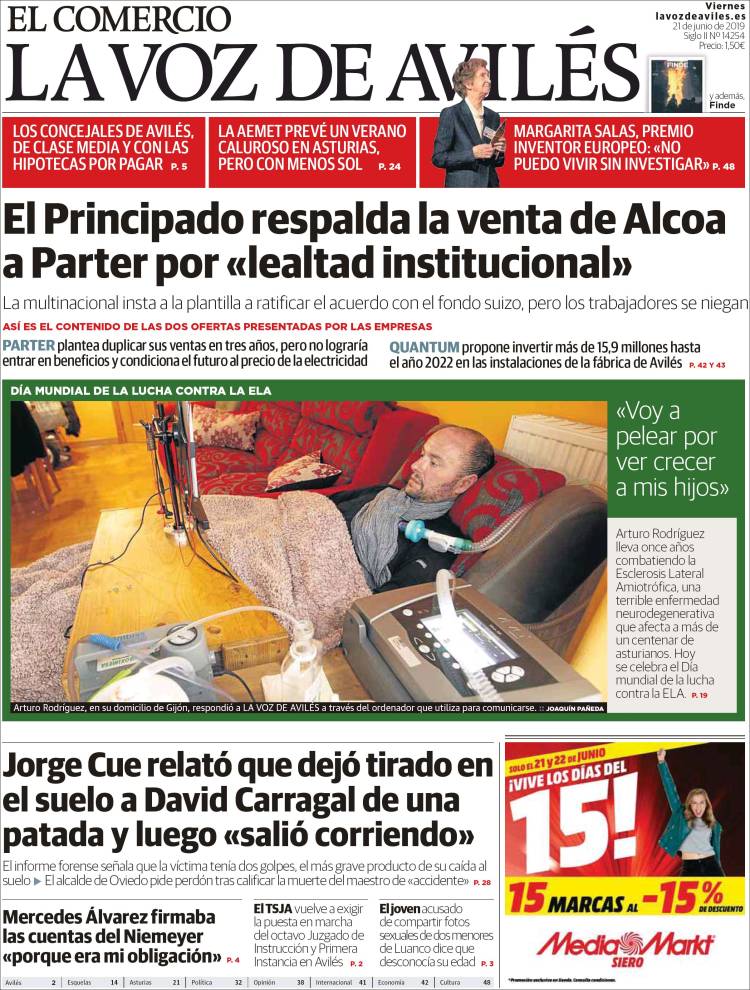 Portada de El Comercio - Avilés (España)