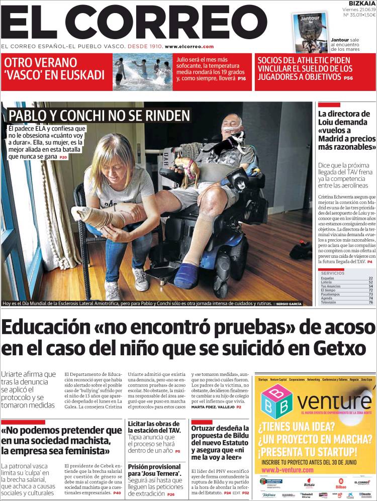 Portada de El Correo (España)