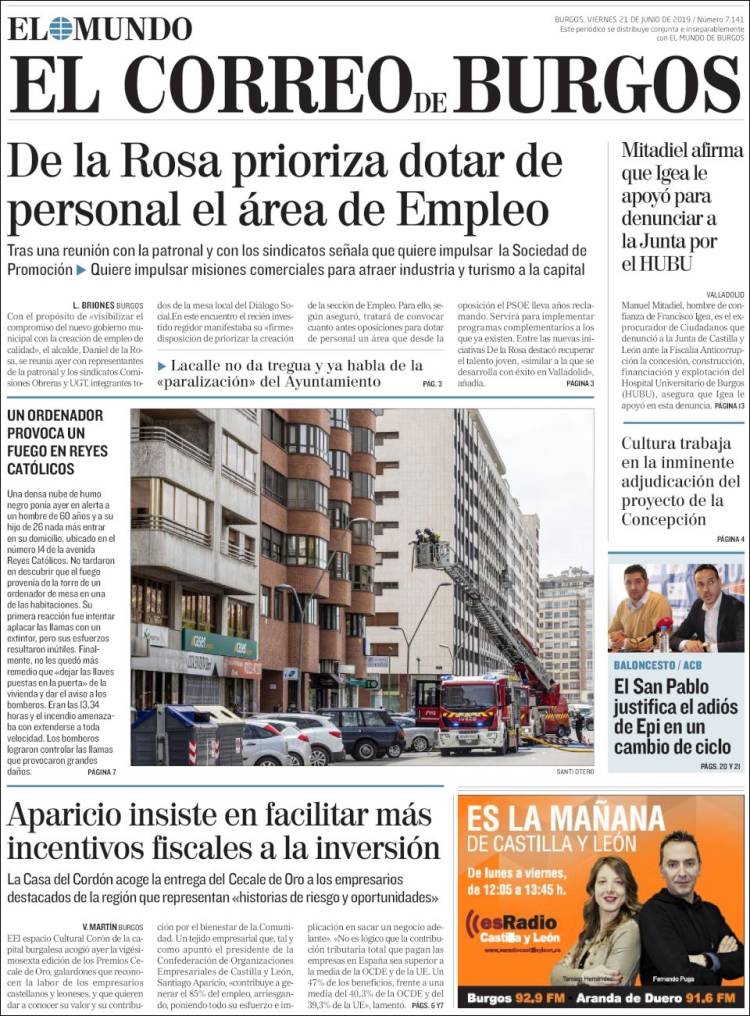 Portada de El Correo de Burgos (España)