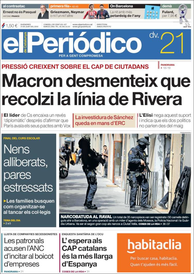 Portada de El Periódico de Catalunya (Espa&ntilde;a)