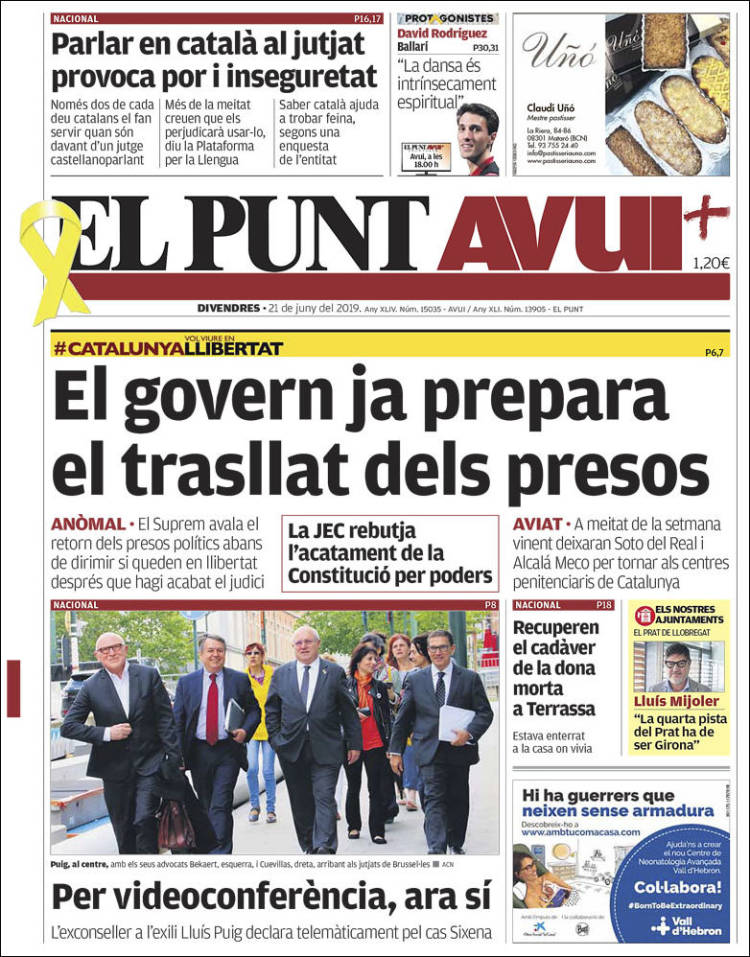 Portada de El Punt Avui (España)