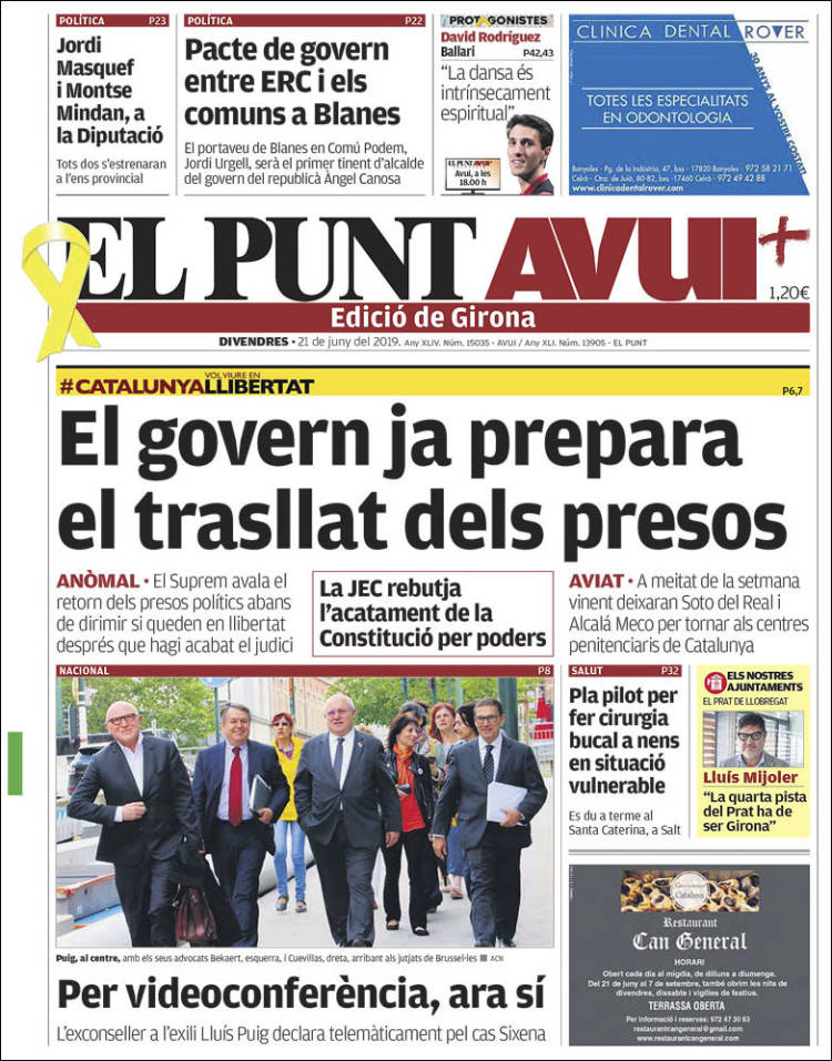 Portada de El Punt Avui - Girona (España)