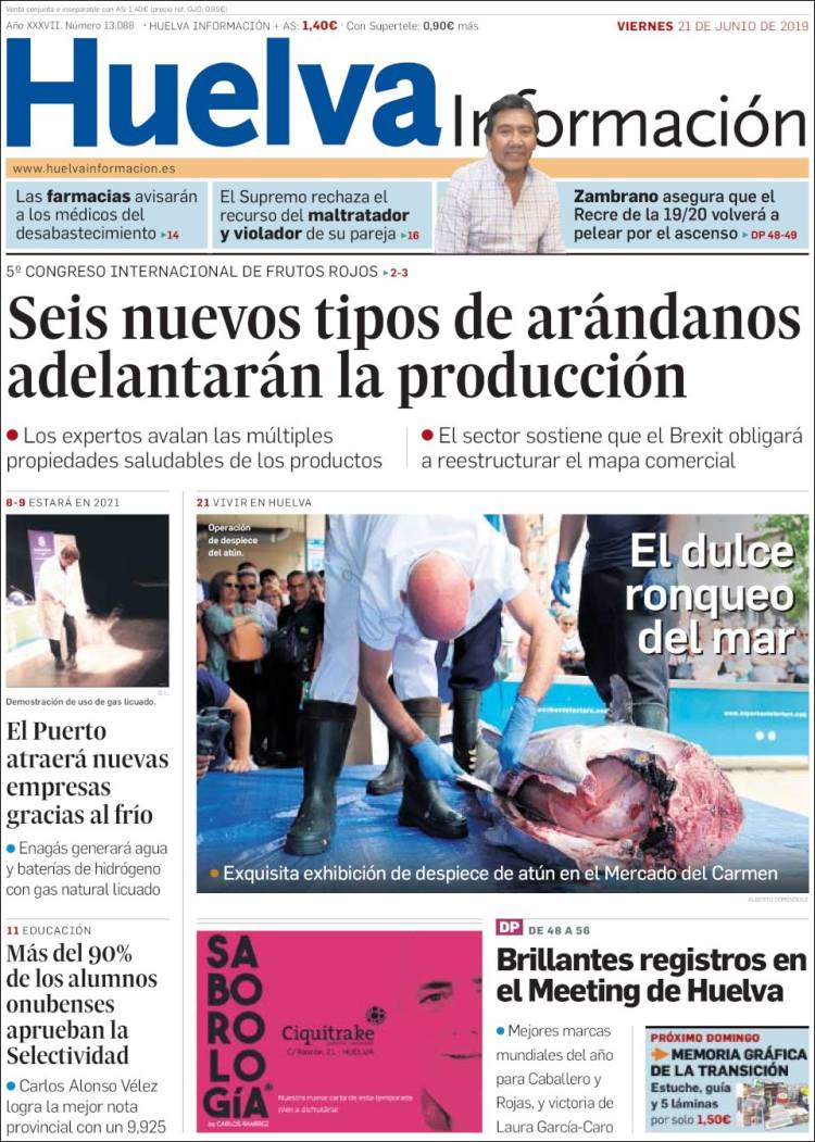 Portada de Huelva Información (España)