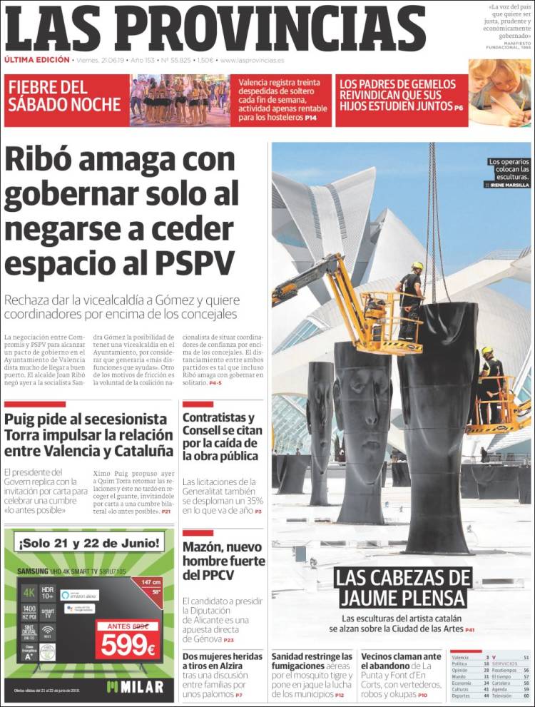 Portada de Las Provincias (España)