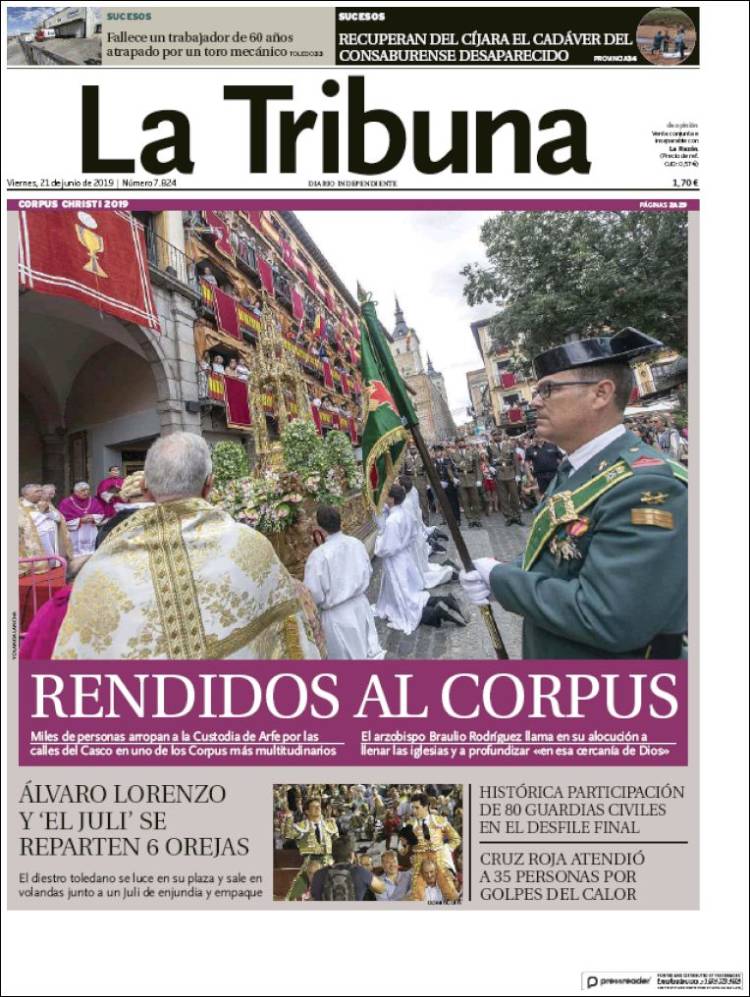 Portada de La Tribuna de Toledo (España)