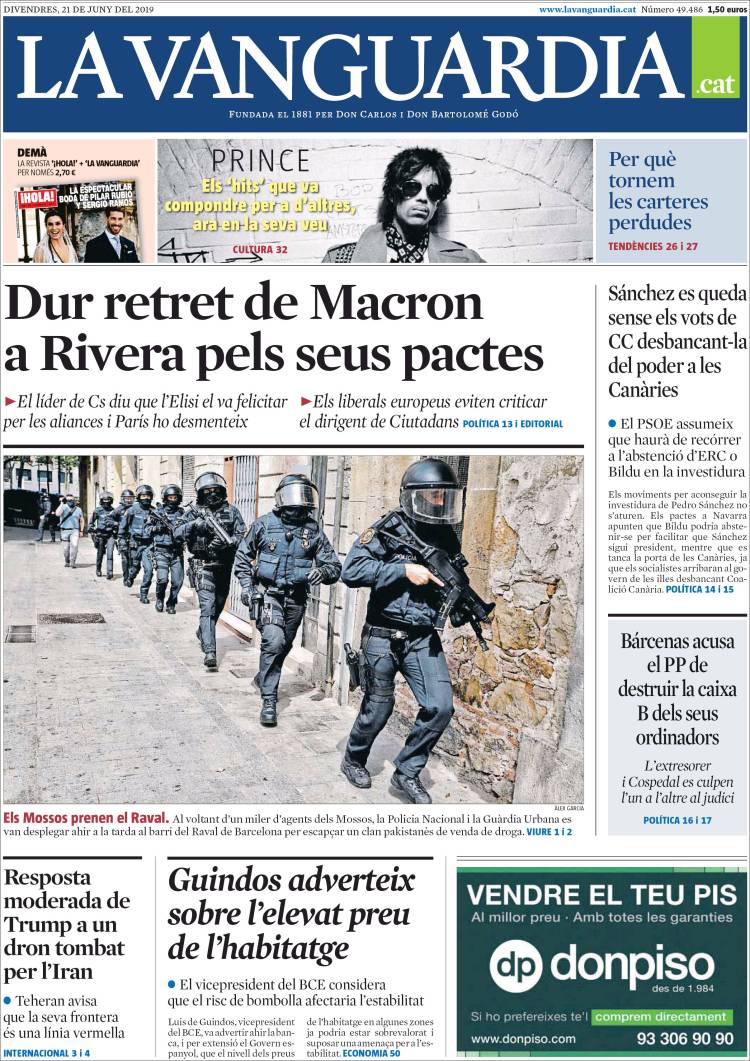 Portada de La Vanguardia (España)