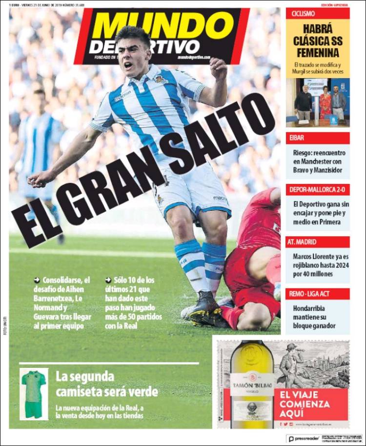 Portada de Mundo Deportivo Gipuzkoa (España)