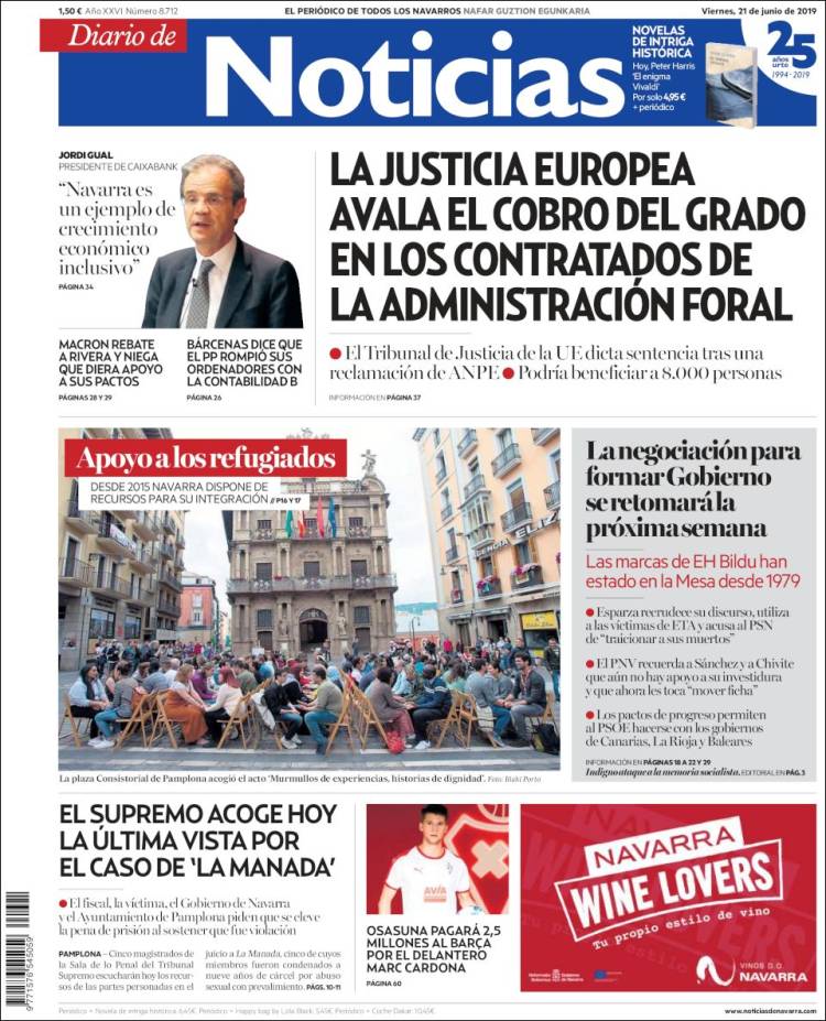 Portada de Noticias de Navarra (España)