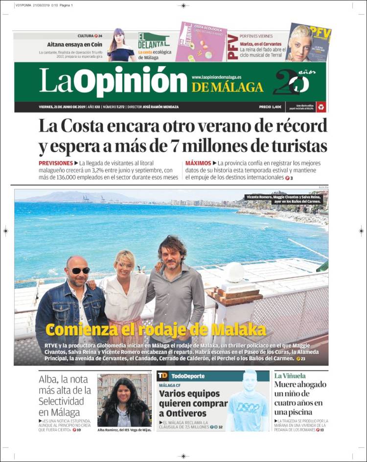 Portada de La Opinión de Málaga (España)