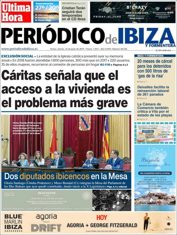 Portada de Periódico de Ibiza (España)