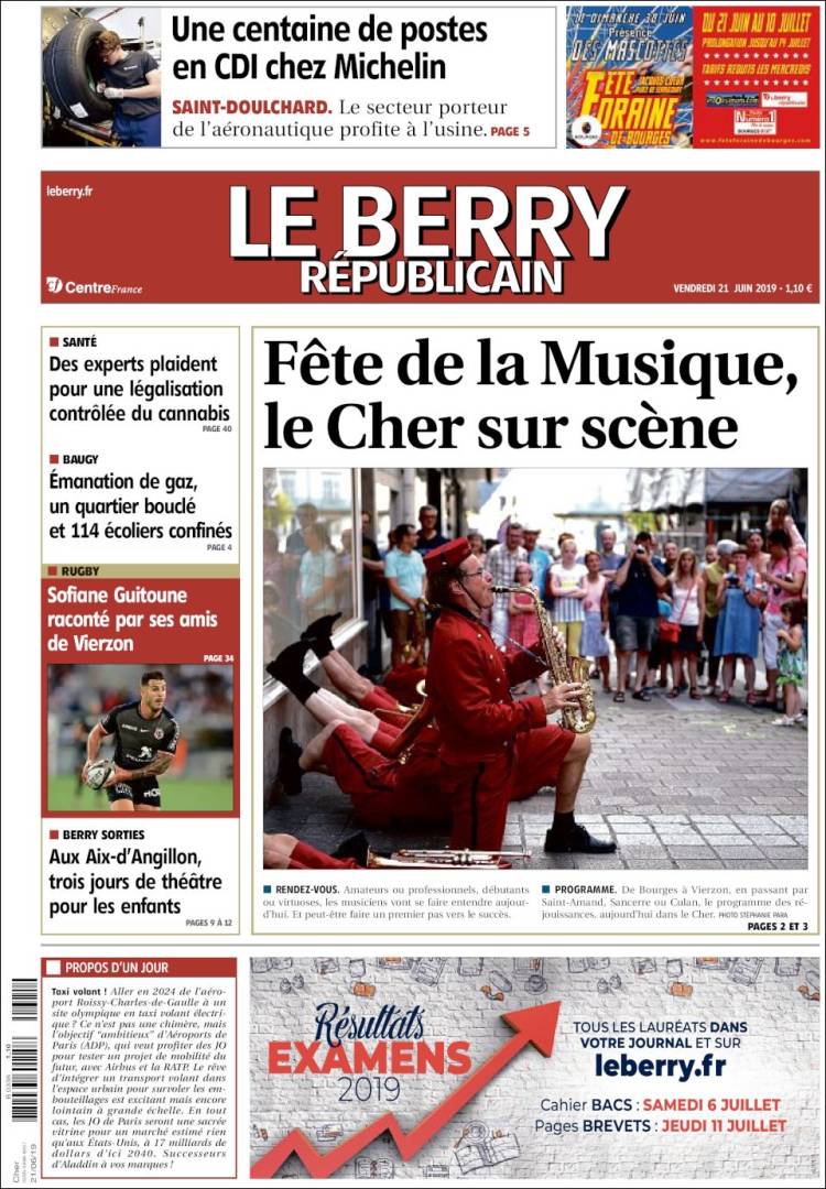 Portada de Berry Republicain (Francia)
