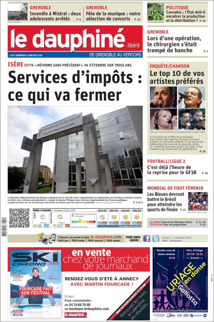 Portada de Le Dauphiné Libéré (Francia)