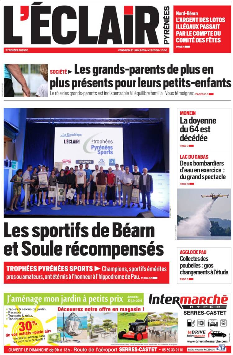 Portada de L'Eclair des Pyrénées (Francia)