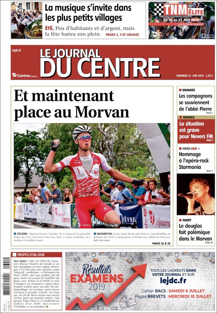 Portada de Le Journal du Centre (Francia)